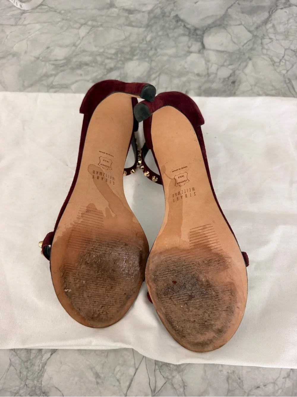 Stuart Weitzman Burgundy Studded Heels Size 8